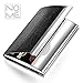 NOMĒ Slim Black Leather Business Card Case Holder - Mens Womens Credit Card Pocket Wallet