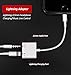 iPhone Headphone Adapter, Dual Lightning & Spliter 2 in 1 Aux Headphone Jack & Charge Cable Adapter, 3.5mm Lightning Adapter for iPhone7/7Plus/8/8Plus/X, Support iOS 11 and earlier iOS