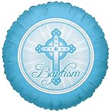 Baptism Mylar Balloon Blue Cross 18