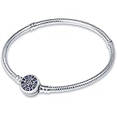 KUNSIR 925 Sterling Silver Snake Chain Bracelet Basic Charm Bracelets with 5A Cubic Zirconia for Women Teen