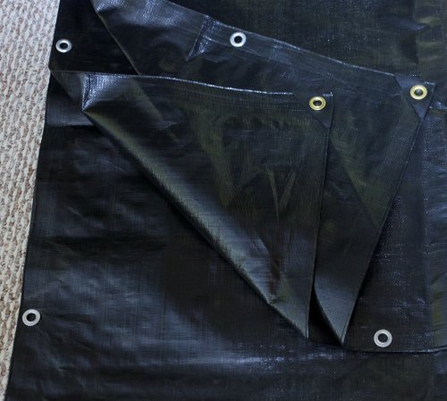 10 Ft. X 12 Ft. Heavy Duty 6 Oz. BLACK Poly Tarp 11-12 Mil Thick