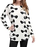 Allegra K Women's Printed Round Neck Long Sleeves Relax Fit Tunic Knitted Top