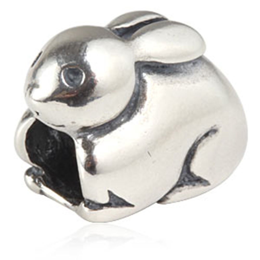 YiRong Jewelry Lucky Rabbit Charm 925 Sterling Silver Animal Charm Birthday Charm Christmas Charm for Pandor Charm Bracelet (Rabbit)