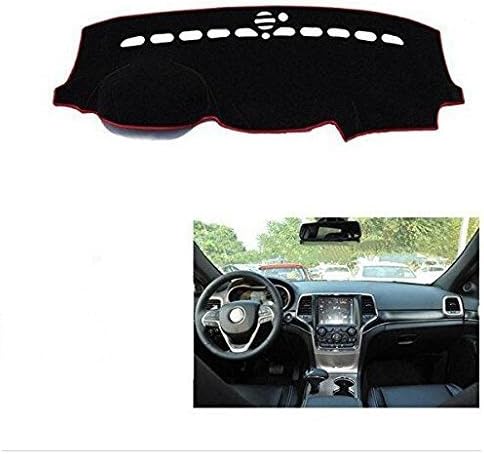 Dwindish Car Dashboard Dash Dark Mat Dash Mat Sun Cover Pad for Jeep Grand Cherokee 2011-2016 Red with Logo