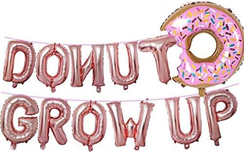Donut Grow Up Balloons, Donut Grow Up Birthday Banner for Girl Baby Shower Donut Birthday Party Decorations Donut Theme Party Supplies
