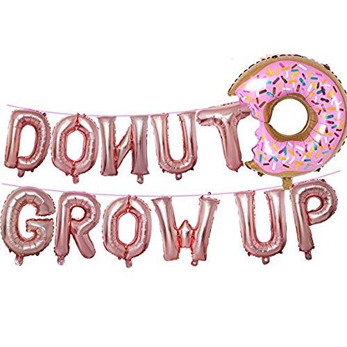 Donut Grow Up Balloons, Donut Grow Up Birthday Banner for Girl Baby Shower Donut Birthday Party Decorations Donut Theme Party Supplies