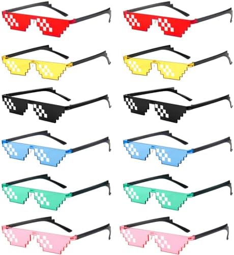 KASTWAVE 12 Pack Thug Life Party Sunglasses Bit Pixel Glass