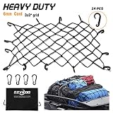 EZYKOO Cargo Nets 47" x 36",6mm Premium Bungee Cord Net,3" x 3" Grid Mesh Cargo Net,Auto Roof Tie-Down Net with 14 Hooks