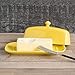 Now Designs Stoneware Rectangle Butter Dish with Lid, Lemon Yellow 4.5 x 8 in