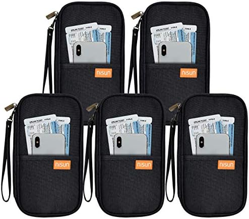 NISUN Nylon Travel Passport Holder Credit Card Wallet Case for Men & Women (5 Pack)