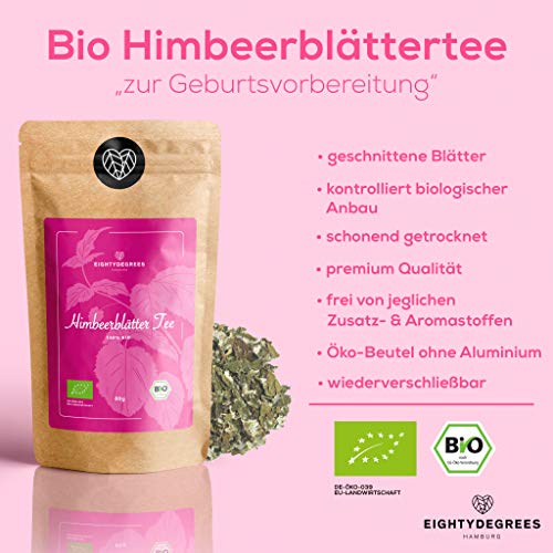 Bio Himbeerblättertee 80g - lose bio Himbeerblätter, geschnitten & 100% naturbelassen, Bio zertifizierter Schwangerschaftstee/Kräutertee - abgefüllt und kontrolliert in Deutschland | Herzlich Natur – Bild 3