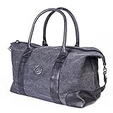 Elephant Brand Canvas Duffle Bag Weekender Carry On Duffel For Travel (Black Canvas and Leather EBP-02)