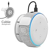 AHASTYLE Wall Mount Hanger Holder for Echo Dot 3rd Generation Smart Home Speakers, Built-in Cable Management and Need to Drill(White)