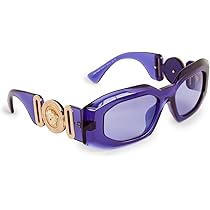 VERSACE ストーン装飾 パープル　サングラス Amazon.com: Versace Women's Narrow Rectangle Sunglasses