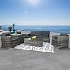 Outdoor Patio Furniture Sets 8-Piece Aluminum Patio Conversation Sets, Wicker Rattan Sectional Couch Sofa Set with Glass…