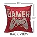 Mugod Throw Pillow Cover Best Gamer Ever for Video Games Geek Home Decorative Square Pillow Case for Men Women Bedroom Livingroom Cushion Cover 18x18 Inch Red White Pillowcase