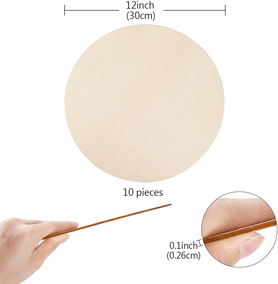 Caydo 10 Pieces 12 Inch Wood Circles for Crafts, Unfinished Round Wood Slices for Pyrography, Door Hanger, Door Design, Painting and Wedding Decorations : Kitchen & Dining