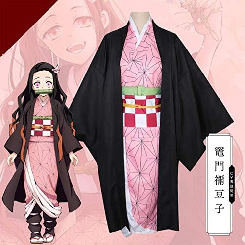 GGOODD Anime Demon Slayer: Kimetsu No Yaiba Kamado Nezuko Women Cosplay Costume Japanese Kimono Full Set Halloween Carnival Dress Suit