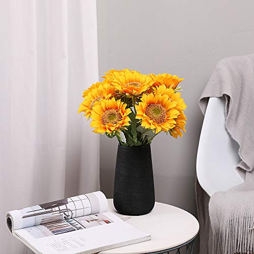 Tifuly Artificial Sunflowers Bouquet 6Pcs Single Long Stem Silk