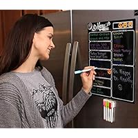 Magnetic Dry Erase Meal Planner by OacisLife | [2019 New] 16" by 12" Reusable Weakly Board, Menu for Kitchen Refrigerator Door with 6 Color Magnetic Markers, 6 Pieces Icons