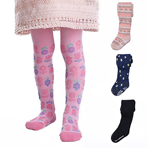 3 Pack Cotton Thick Baby Girl Legging Pant Tights Toddler Girls Panties Stockings, Bottoms with Non-Skid Grips Age 1-5 Years (3 Pack Multicolored, 3-5 Years - Height 35.5-41 inch) - Thumbnail 2