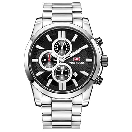 Mini Focus Luxury Mens Watch,Top Brand Quartz Watch, Casual Fashion Chronograph Waterproof Stainless Steel Back Male Wristwatch MF0134G.03