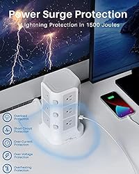 Surge Protector Power Strip Tower, KOOSLA 16.4 FT