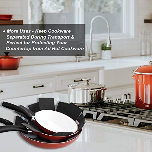 Pots and Pans Protectors, Set of 12 and 3 Different Size, Black Pot