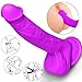 9.5 Inch Realistic Dildo, Dual Density Liquid Silicone Lifelike Penis with Strong Suction Cup for Hands-Free Play Flexible Cock Harness Strap-on Compatible Sex Toys for Vaginal and Anal Play (Purple)
