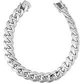 Verona Jewelers Sterling Silver Italian Solid Miami Cuban Link Chain Bracelet for Men - 925 Silver Curb Cuban 8.5MM, 10.5MM