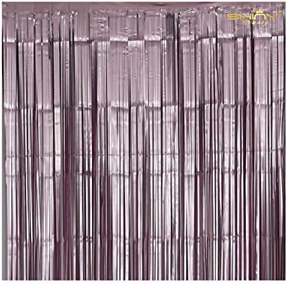 ShiDianYi Tinsel Foil Fringe Backdrop Metallic Door Window Curtain Party Decoration (3FTx8FT, Matte Fuchsia Pink)
