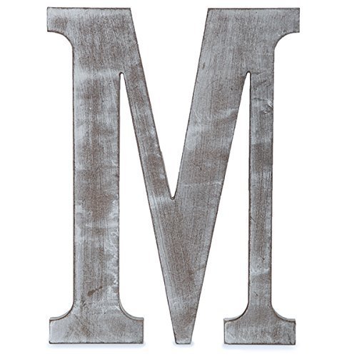 The Lucky Clover Trading M Wood Block, 24" L, Charcoal Grey Wall Letter, Gray