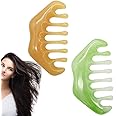2 PCS Jade Combs Massage Guasha Scraping Scalp Comb Plastic Meridians Massager Multi-Functional Handheld Head Massage Tool for Facial Head Caring, Relaxation, Physical Therapy, Acupoint Treatment