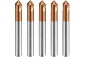 ZZBD-CT Carbide Chamfer End Mills CNC Carving Bits 3 Flute TiSiN Coating V Groove 90 Degree for Different Material Like Steel Aluminum Copper Alloy 5 Pcs D4*50mm