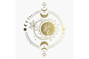 SMJ DESIGNS Mystic Moon and Sun Mystical Moon Phase Boho Vintage Moon Sticker Vinyl Waterproof Sticker Decal Car Laptop Wall Window Bumper Sticker 5"