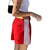 ABINGOO Women Athletic Sweat Shorts Side-Striped Y2k Summer Elastic Waist Workout Loose Wide Leg Lounge Shorts with Pockets