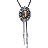 HUABOLA CALYN Vintage Bolo tie for Men Western Cowboy Native American Initial Letter ABCDJMR to Z Costume Bolo ties for Women