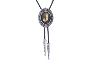 HUABOLA CALYN Vintage Bolo tie for Men Western Cowboy Native American Initial Letter ABCDJMR to Z Costume Bolo ties for Women