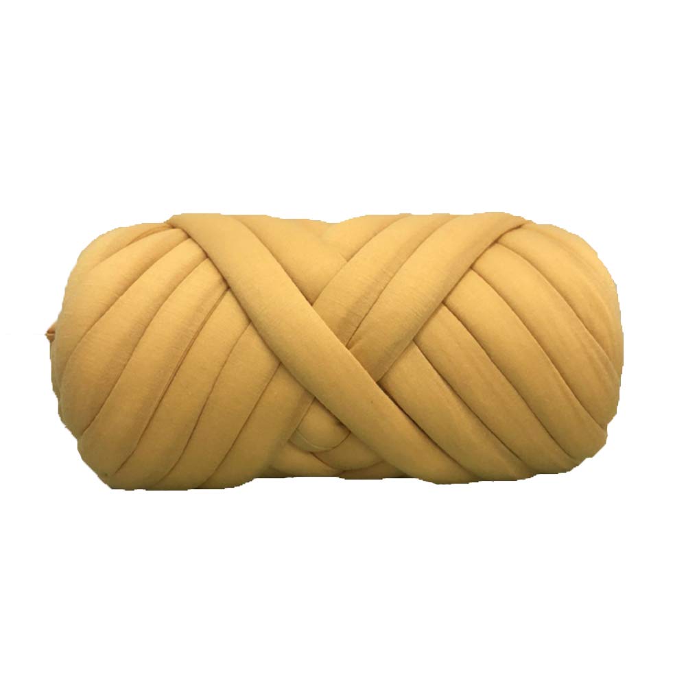 Yellow Chunky Cotton Tube Yarn,80 Meters Hand Knitting Yarn,Bulky Jumbo Yarn,Braid Vegan Yarn,DIY Ro