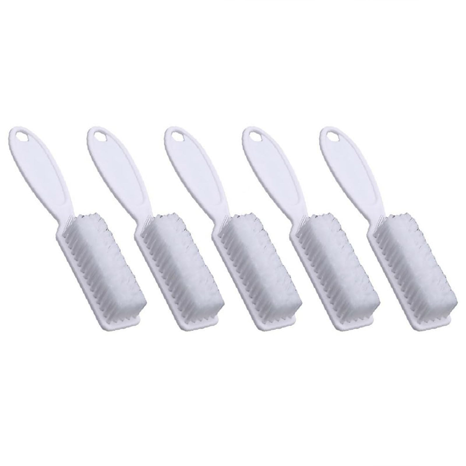 5 Pcs Nail Art Dust Clean Brush, Plastic Long Handle Fingernail Cleaning Scrubbing Brushes, Nail Cleaning Brushes for Home & Salon Use (White)