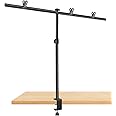 Portable Small Backdrop Stand, HEMMOTOP 39.4x35.4'' Tabletop Backdrop Support T Stand Desk Mount for Product Photography, Adjustable Back Drop Holder with Clips for Background Paper