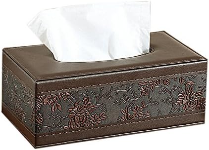 Dosige Leather Tissue Box Holders Vintage Design Rectangular Tissue Box Cover Dispenser Napkin Holder For Home and Office Decor