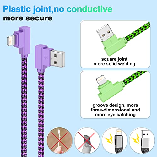 iPhone Charger 10 ft Lightning Cable [Apple MFi Certified] 3 Pack 90 Degree Fast Charging Cables Long iPhone Cord Compatible with iPhone 14/13/12/11 Pro MAX/XR/XS/8/7/Plus/6S/SE/iPad (10ft)