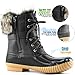 DailyShoes Women's Snow Booties Up Ankle Buckle Duck Padded Mud Rubber Rain Boots