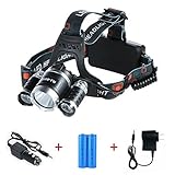 QMS 5000 Lumen 3 CREE XML T6 Headlight 18650 LED Light, Headlamps for Outdoor Sports Hiking Camping Riding Fishing Hunting