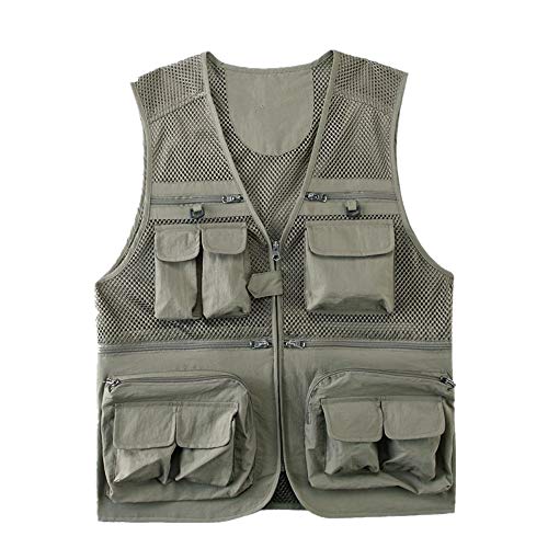 Zweilagige Netz-Anglerweste mit mehreren Taschen, schnell trocknend, für Fotografie, Angeln, für Herren