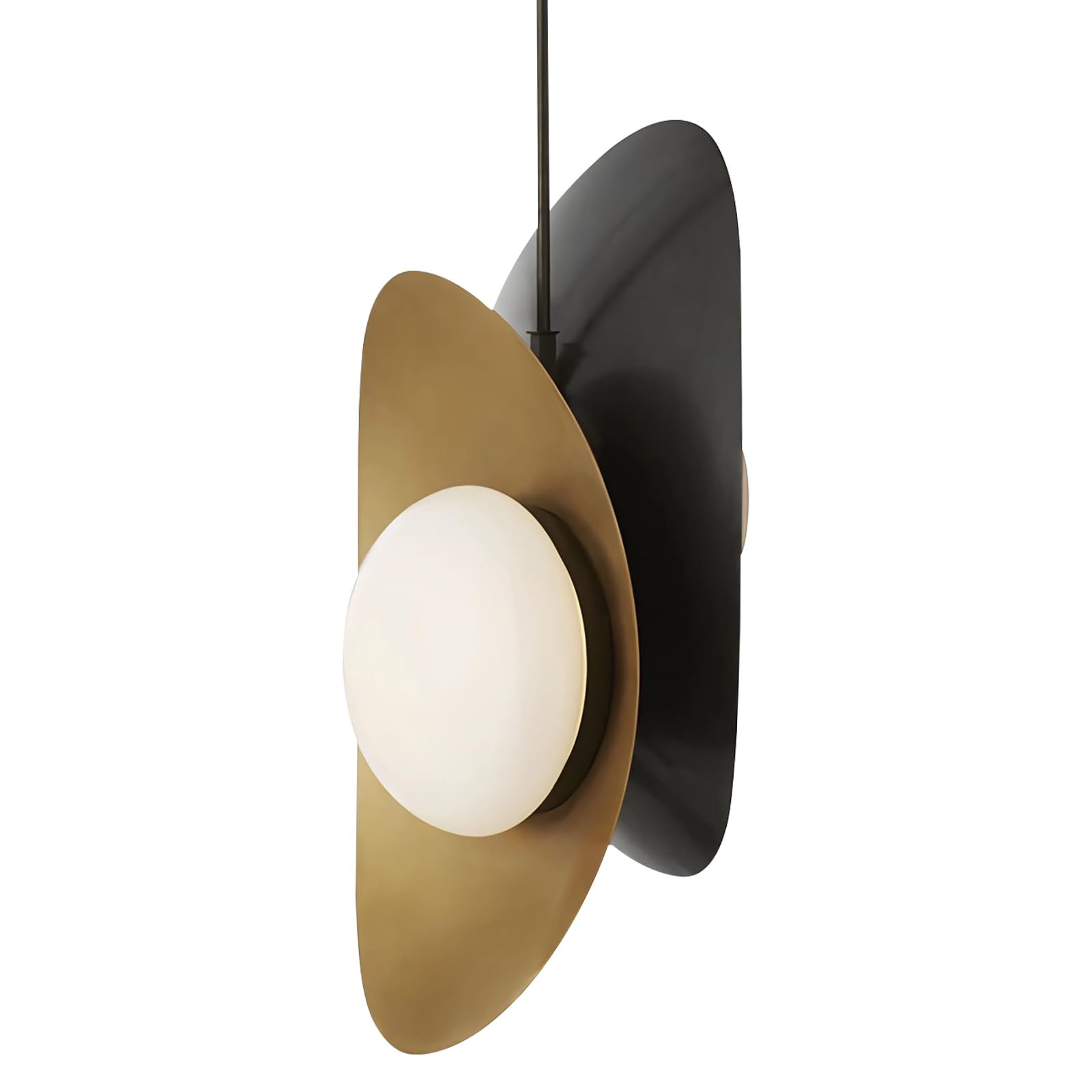 Photo 1 of **UNTESTED**
Qepeety Mid-Century Modern 2-Light Crescent Chandelier Black & Gold Hanging Light, Adjustable Pendant Light with Glass Shades for Dining Table, Kitchen Island, Bar, Entryway