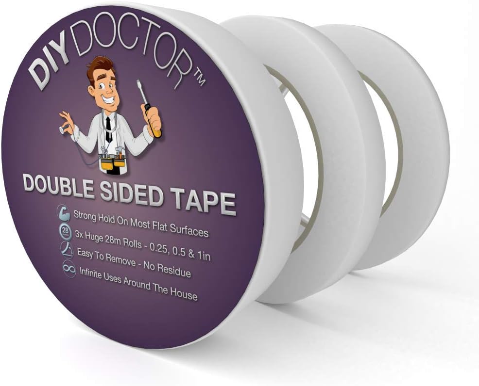 DIY Doctor 3 Rolls Multipurpose Double Sided Sticky Adhesive Tapes for Crafts
