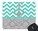 Live the Life You Love, Love the Life You Live Gray Anchor Turquoise Chevron & European Retro Pattern Unique Computer Mouse Pad