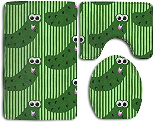 Pickles Say Hey 3-Piece Soft Bath Rug Set Includes Bathroom Mat Contour Rug Lid Toilet Cover Home Decorative Doormat